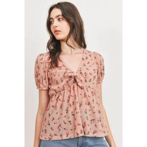 Vordere Krawatte mit Blumenmuster Waffel Top