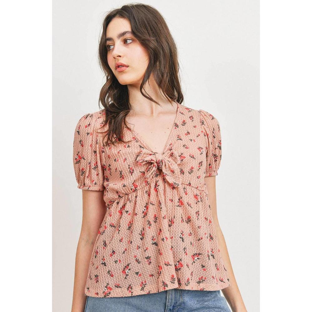 Vordere Krawatte mit Blumenmuster Waffel Top