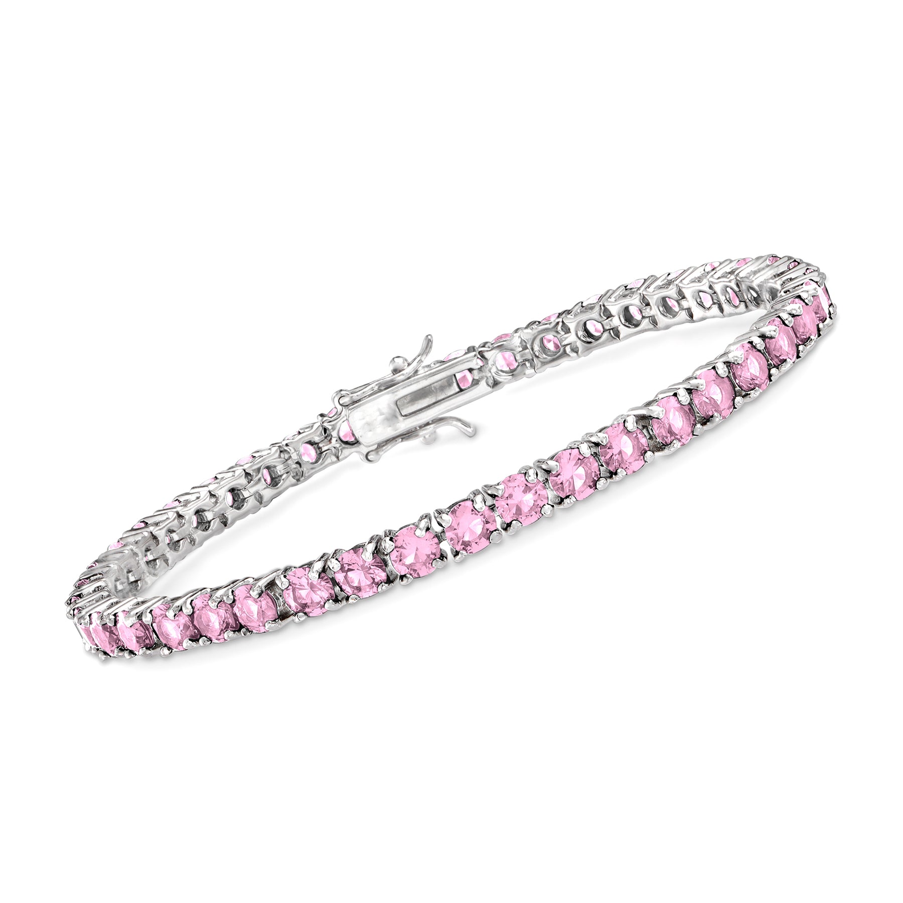 Ross-Simons Simuliertes Rosa Saphir Tennis Armband in Sterling Silber