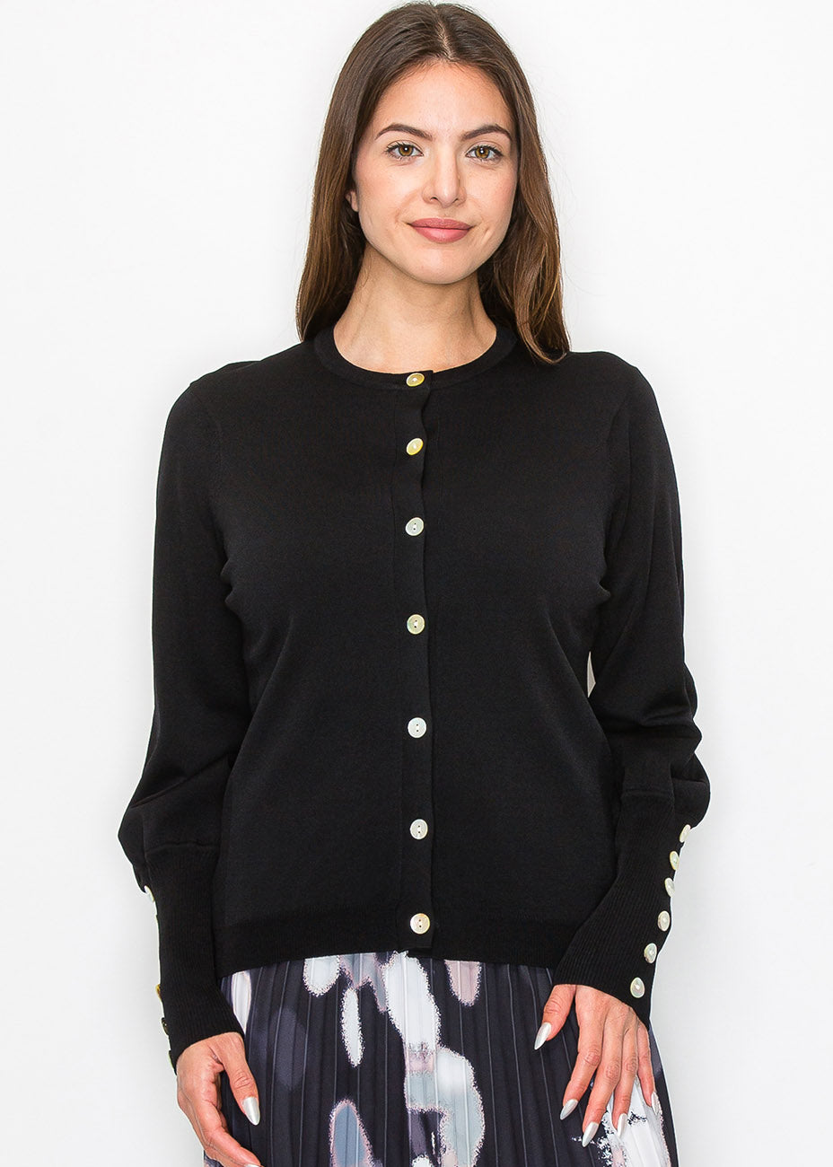 Schwarze Strickjacke mit stylischen Ärmeldetails