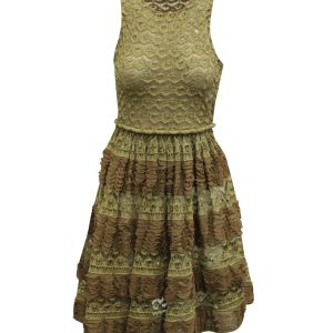 Alaia Metallic Kleid mit Spitze aus Gold Viskose