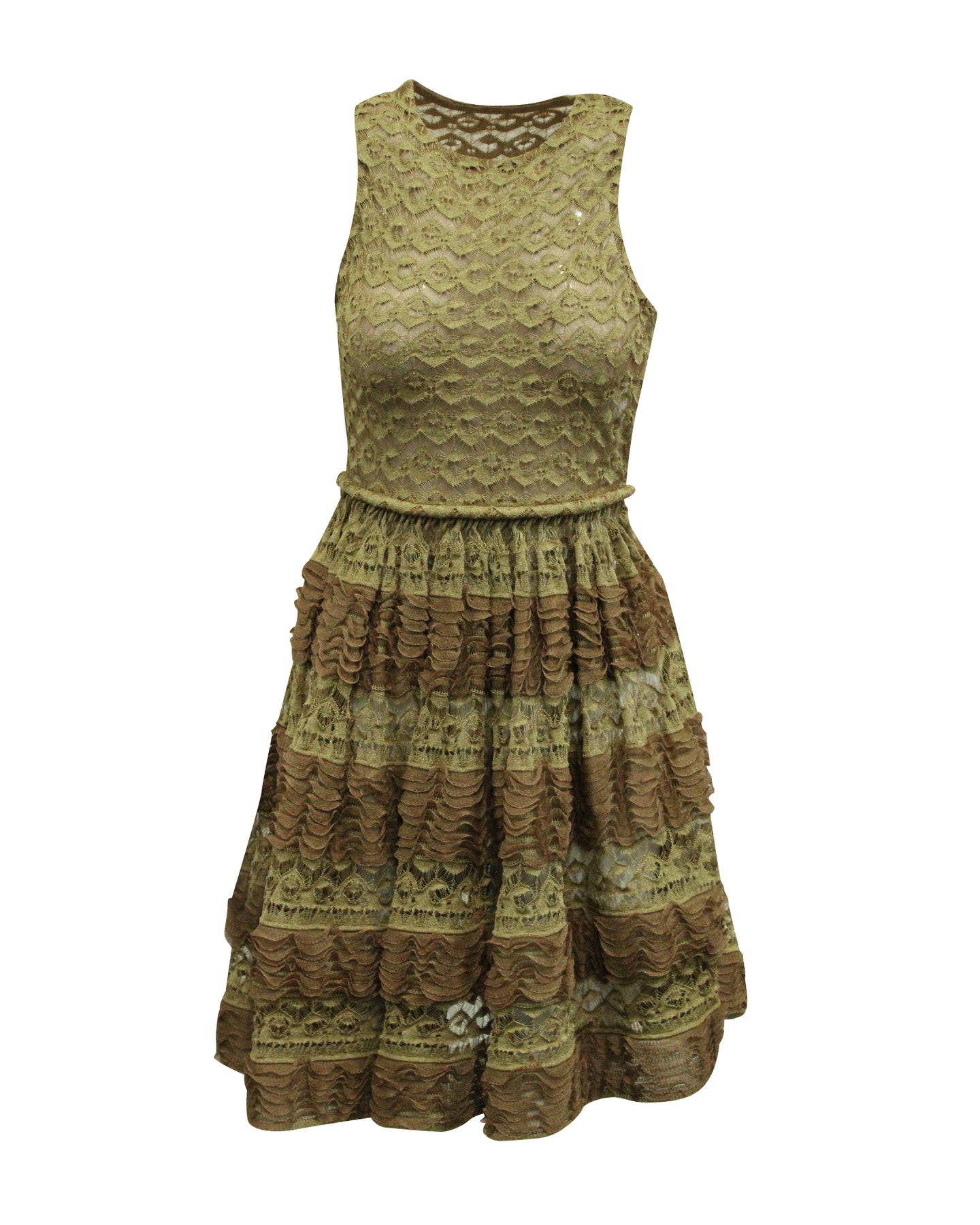 Alaia Metallic Kleid mit Spitze aus Gold Viskose