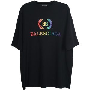 Balenciaga Rainbow Logo Abschlag aus schwarzer Baumwolle 7703691558972