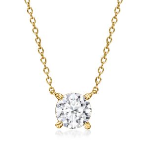 Ross-Simons Lab-Grown Diamant Solitaire Halskette in 18kt Gold über Sterling