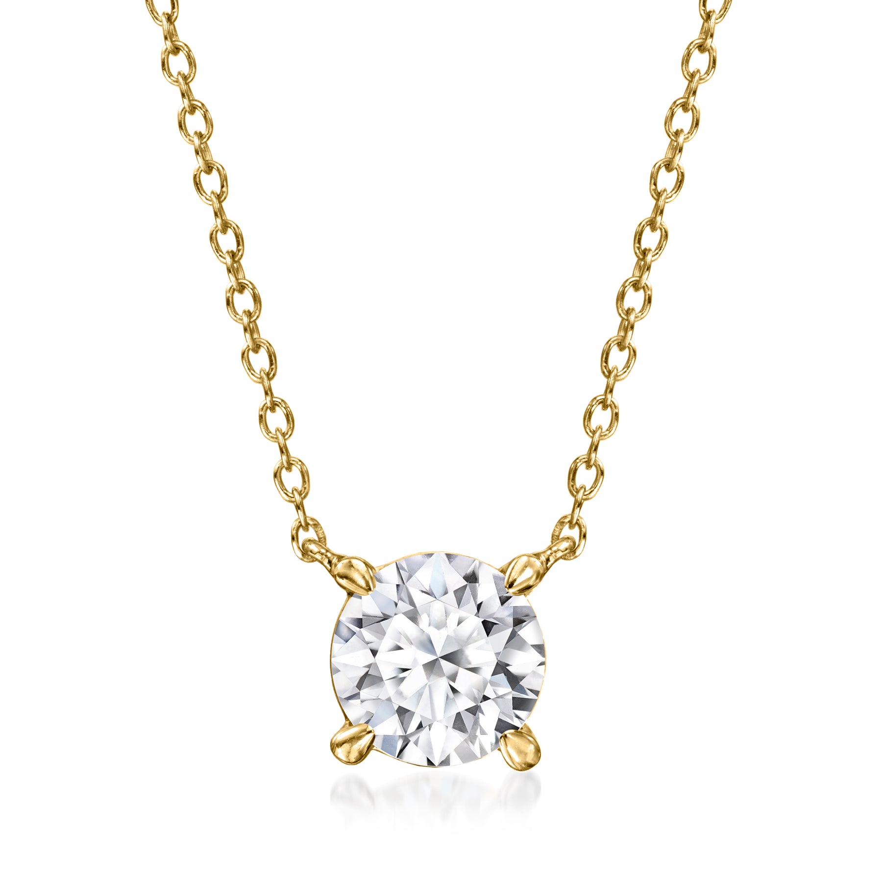 Ross-Simons Lab-Grown Diamant Solitaire Halskette in 18kt Gold über Sterling