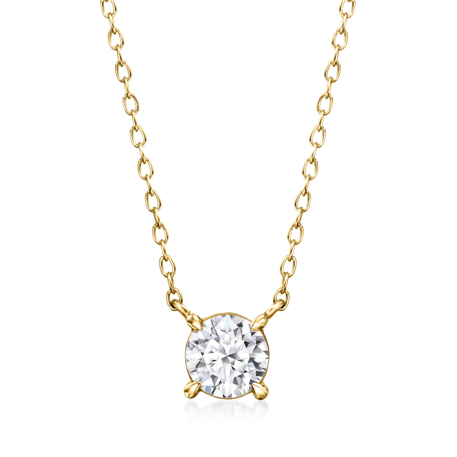 Ross-Simons Lab-Grown Diamant Solitaire Halskette in 18kt Gold über Sterling