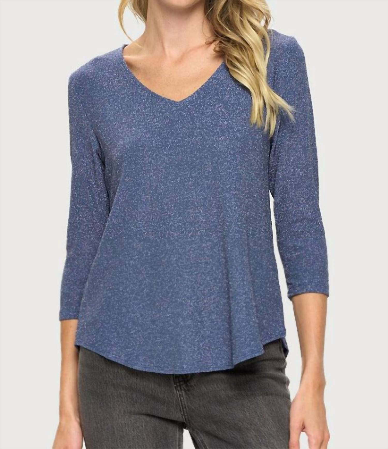 Periwinkle Glitzer Ärmel Top in Blau