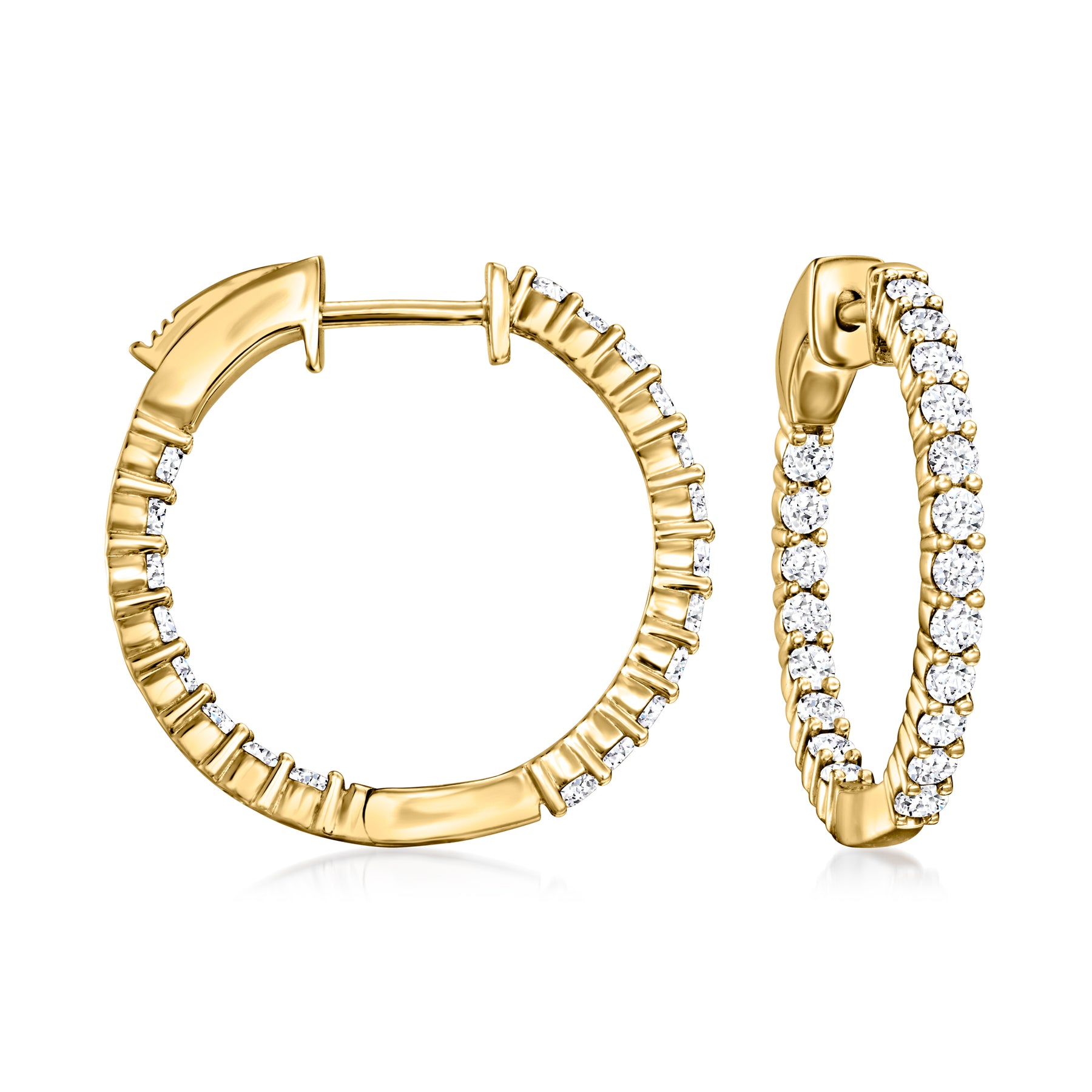 Ross-Simons Lab-Grown Diamant Innen-Außen Creole Ohrringe in 18kt Gold über Sterling