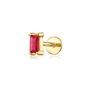 RS Pure Von Ross-Simons Baguette Rubin Ohrstecker mit flachem Rücken in 14kt Gelbgold