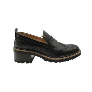 Chloé Franne Tread-Sole Penny-Loafer aus schwarzem Leder