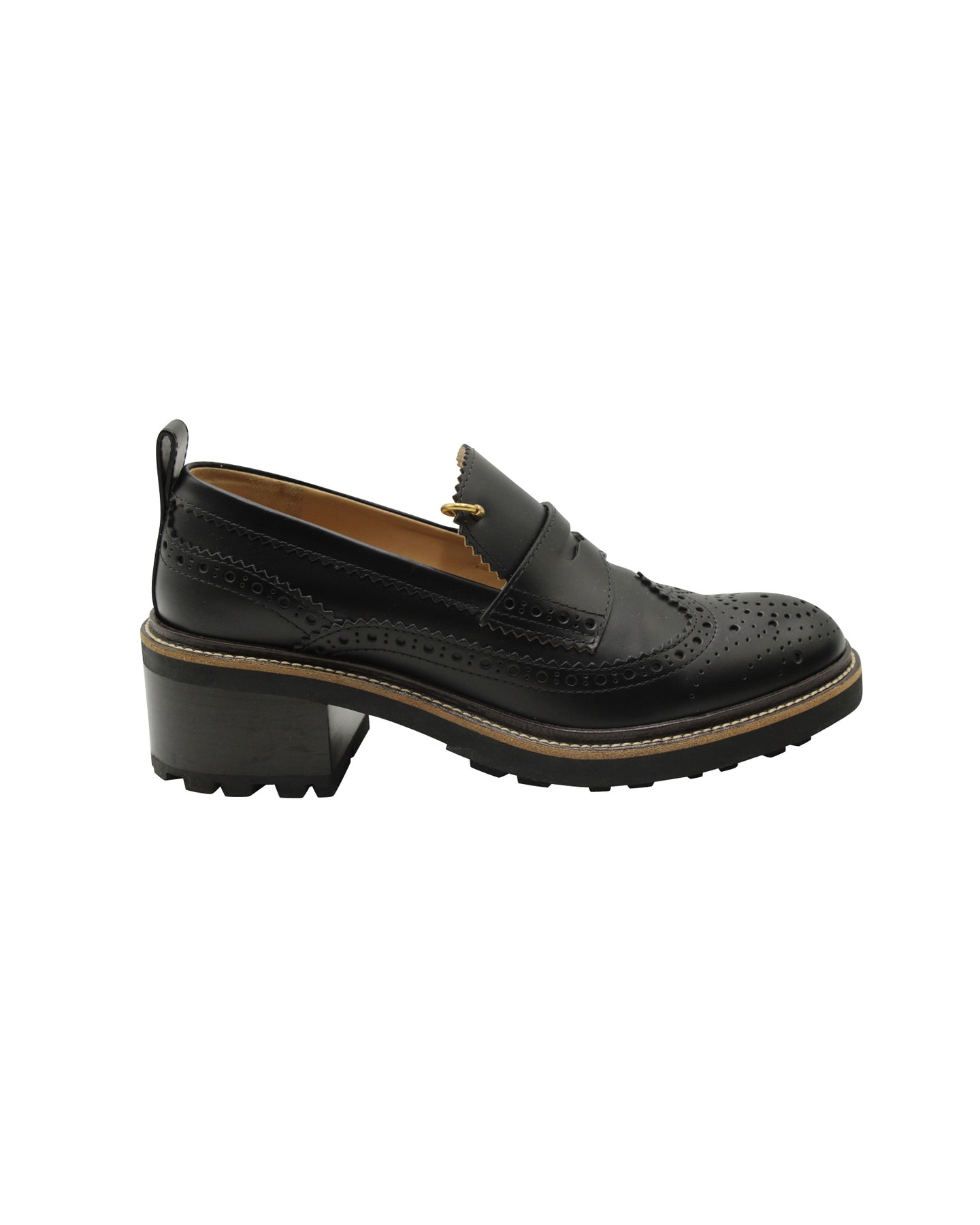 Chloé Franne Tread-Sole Penny Loafer aus schwarzem Leder 7703705157692