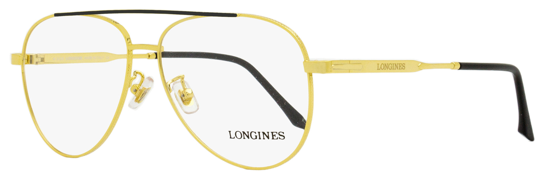 Longines Herren Aviator Brillen LG5003 H 030 Deep Gold/Schwarz 56mm
