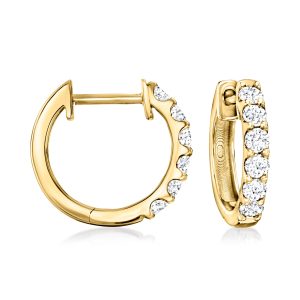 Ross-Simons Lab-Grown Diamant Creolen in 18kt Gold über Sterling
