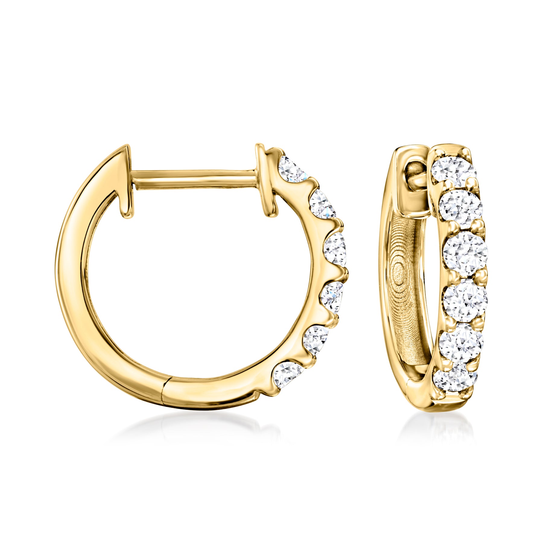 Ross-Simons Lab-Grown Diamant Creolen in 18kt Gold über Sterling