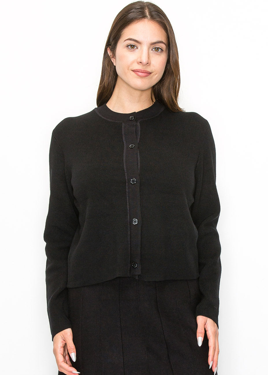 Simple Elegance Strickjacke mit Rippenmuster