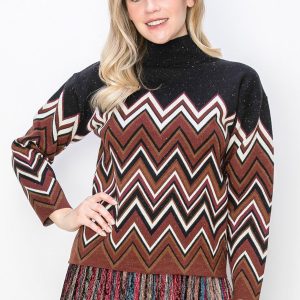 Zickzack Chic: Mehrfarbiger Chevron Pullover