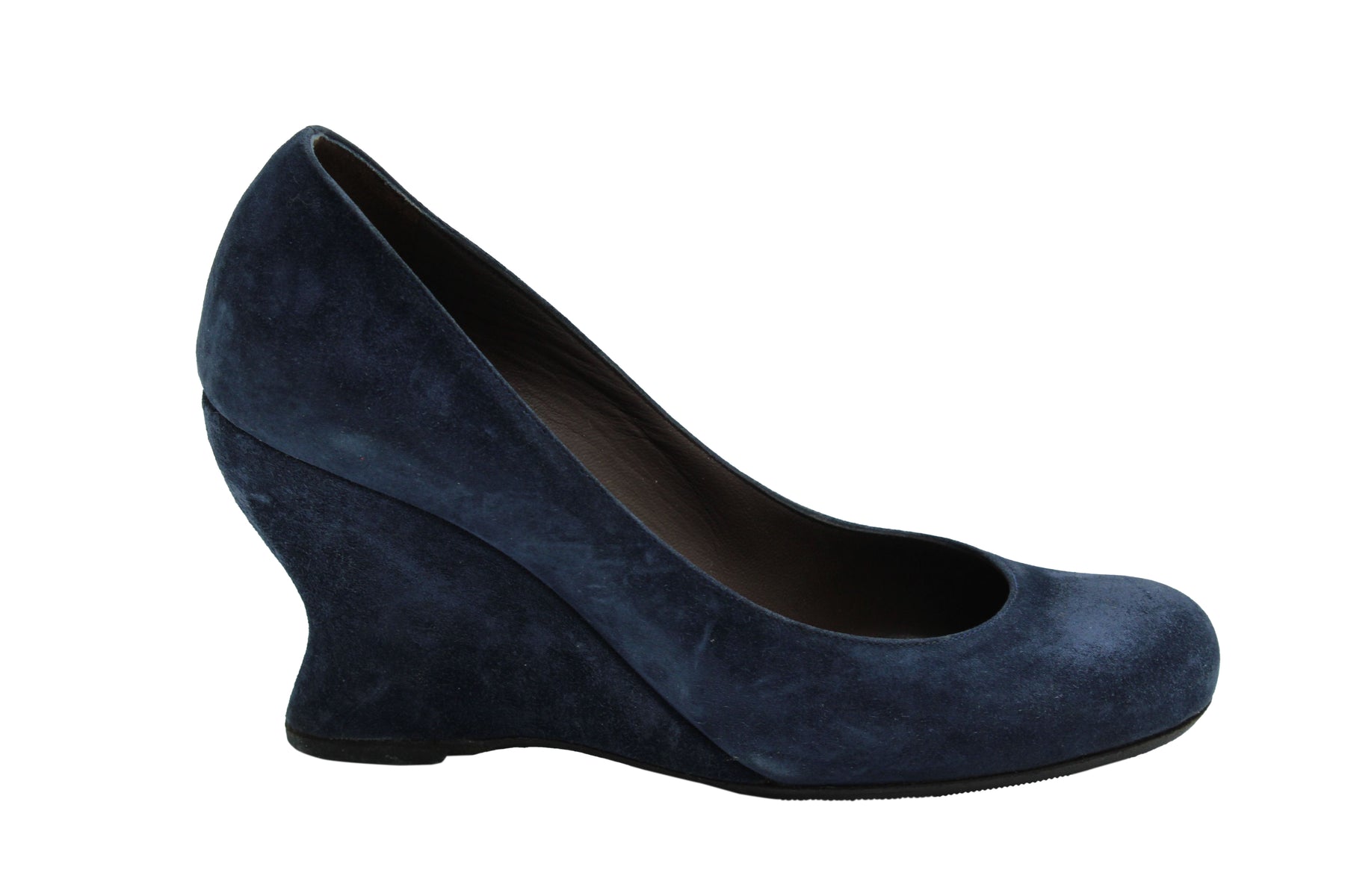 Bottega Veneta Rund Toe Wedge aus dunkelblauem Wildleder