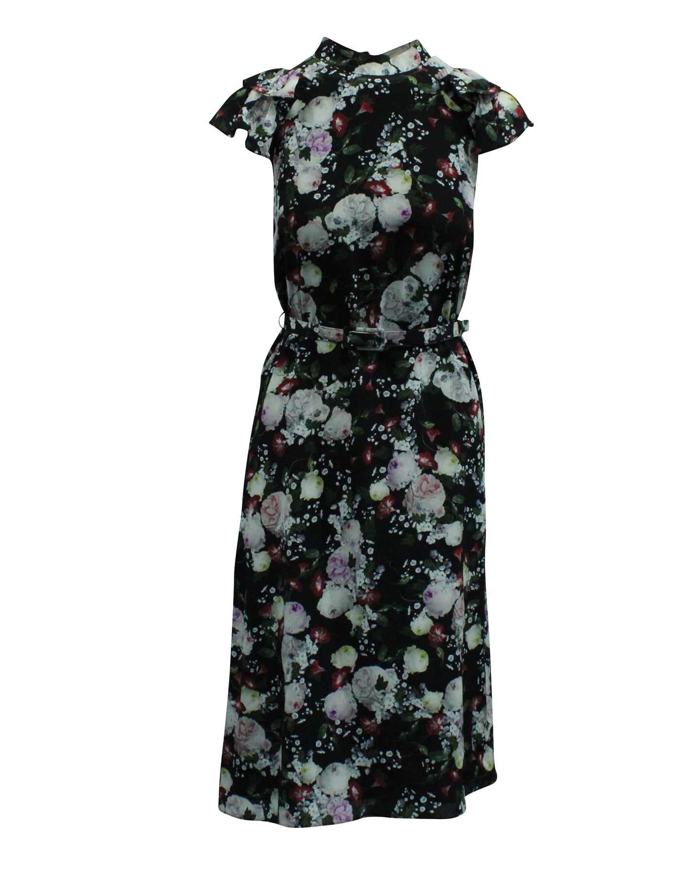 Erdem mit Blumenmuster Kleid aus schwarzer Seide