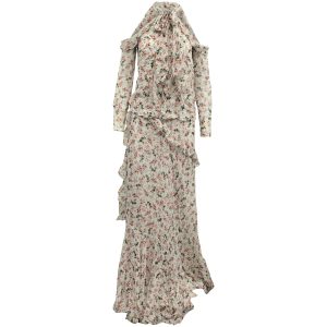 Erdem schulterfrei Top und abgestufter Maxirock aus floraler bedruckter Seide