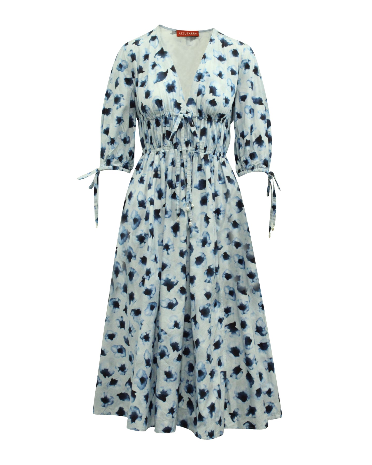 Altuzarra Donrine Midikleid mit Blumenmuster in blauer Baumwolle