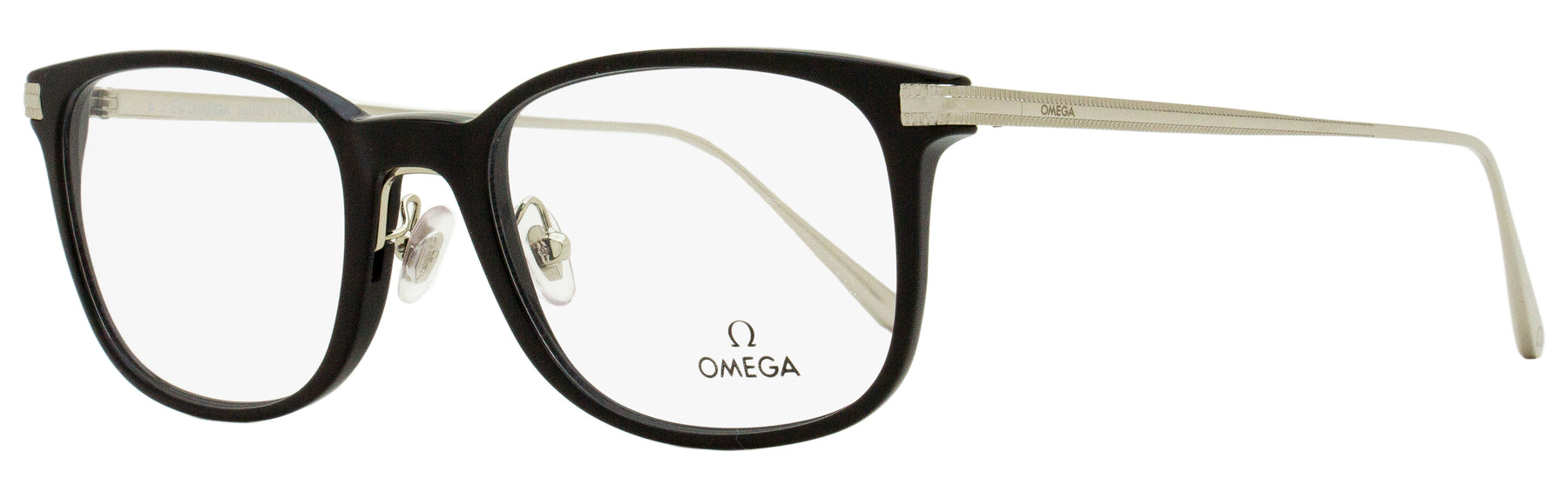 Omega Herren Rechteckige Brillen OM5039 001 Schwarz/Ruthenium 53mm