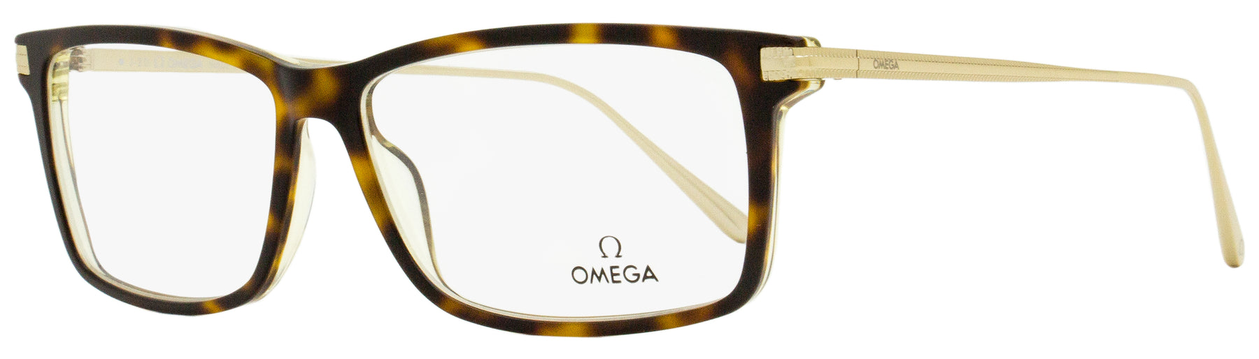 Omega Herren Rechteckige Brillen OM5014 056 Havanna/Gold 58mm