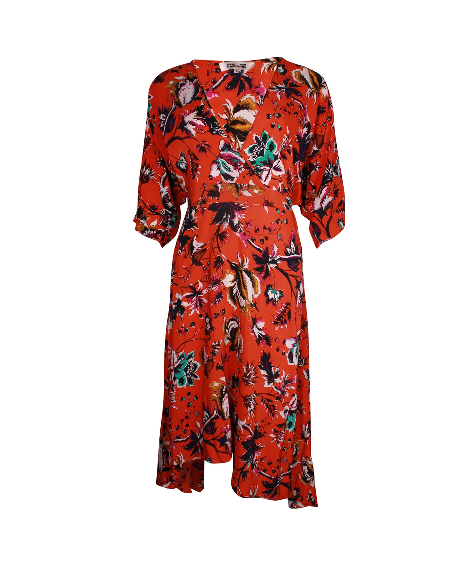 Diane Von Furstenberg Kleid mit Blumenmuster in Orange Seide