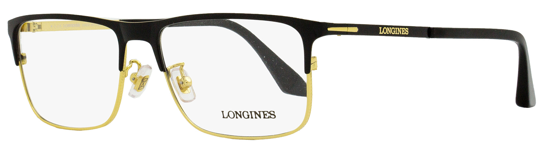 Longines Herren Rechteckige Brillen LG5005 H 02A Matt Schwarz/Gold 56mm