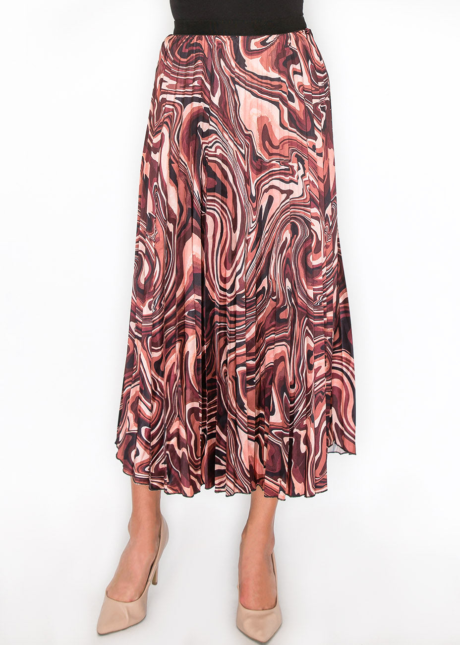 Burgundy Abstract Swirl Pleated Rock 7833015156796