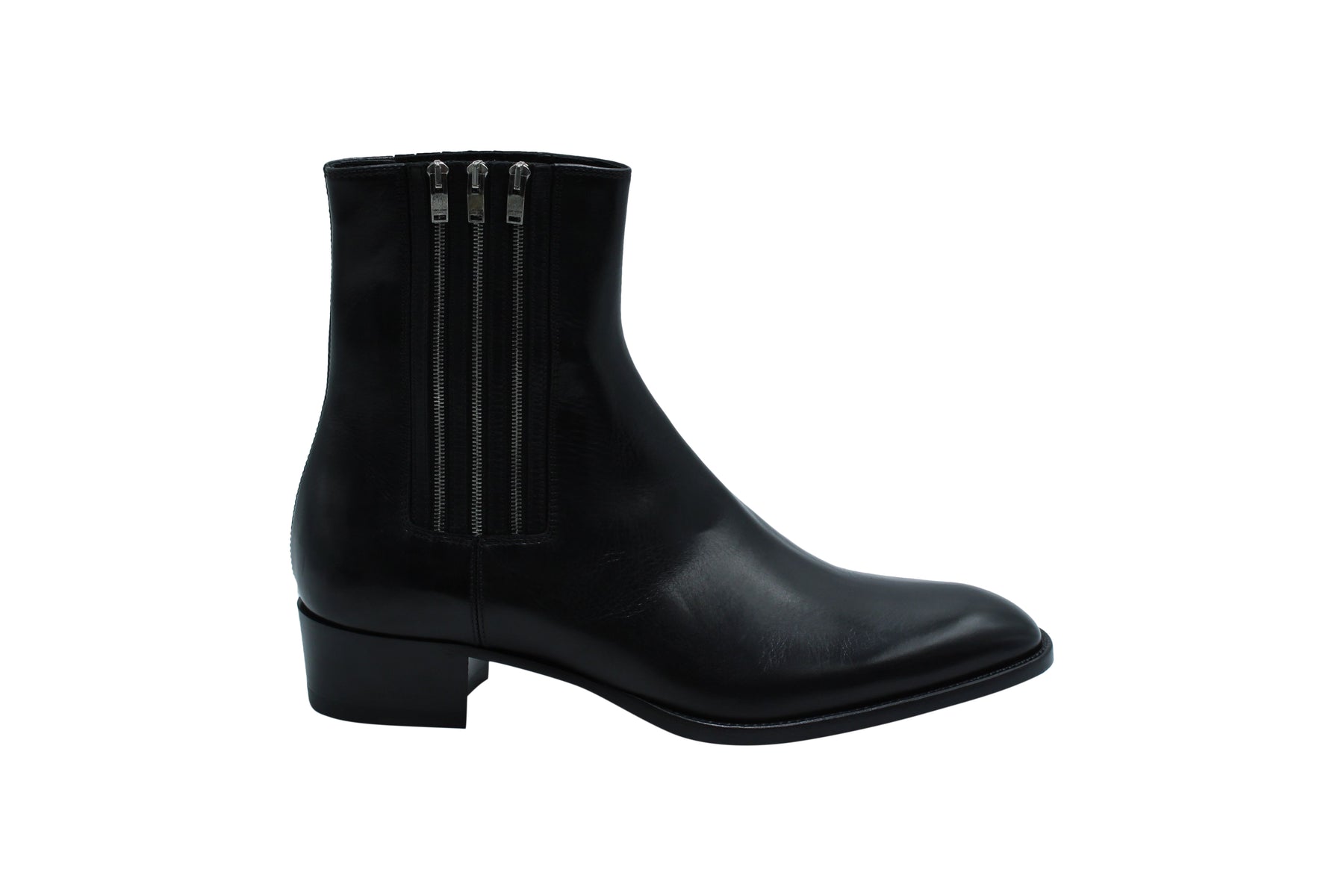 Saint Laurent Triple-Zip Wyatt Chelsea Stiefeletten aus schwarzem Leder