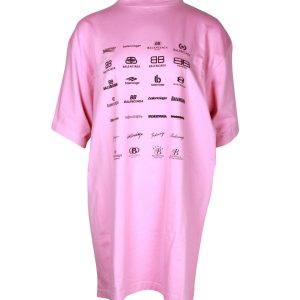 Balenciaga Archives Logos-Print Oversized T-Shirt aus rosa Baumwolle 7703695360060