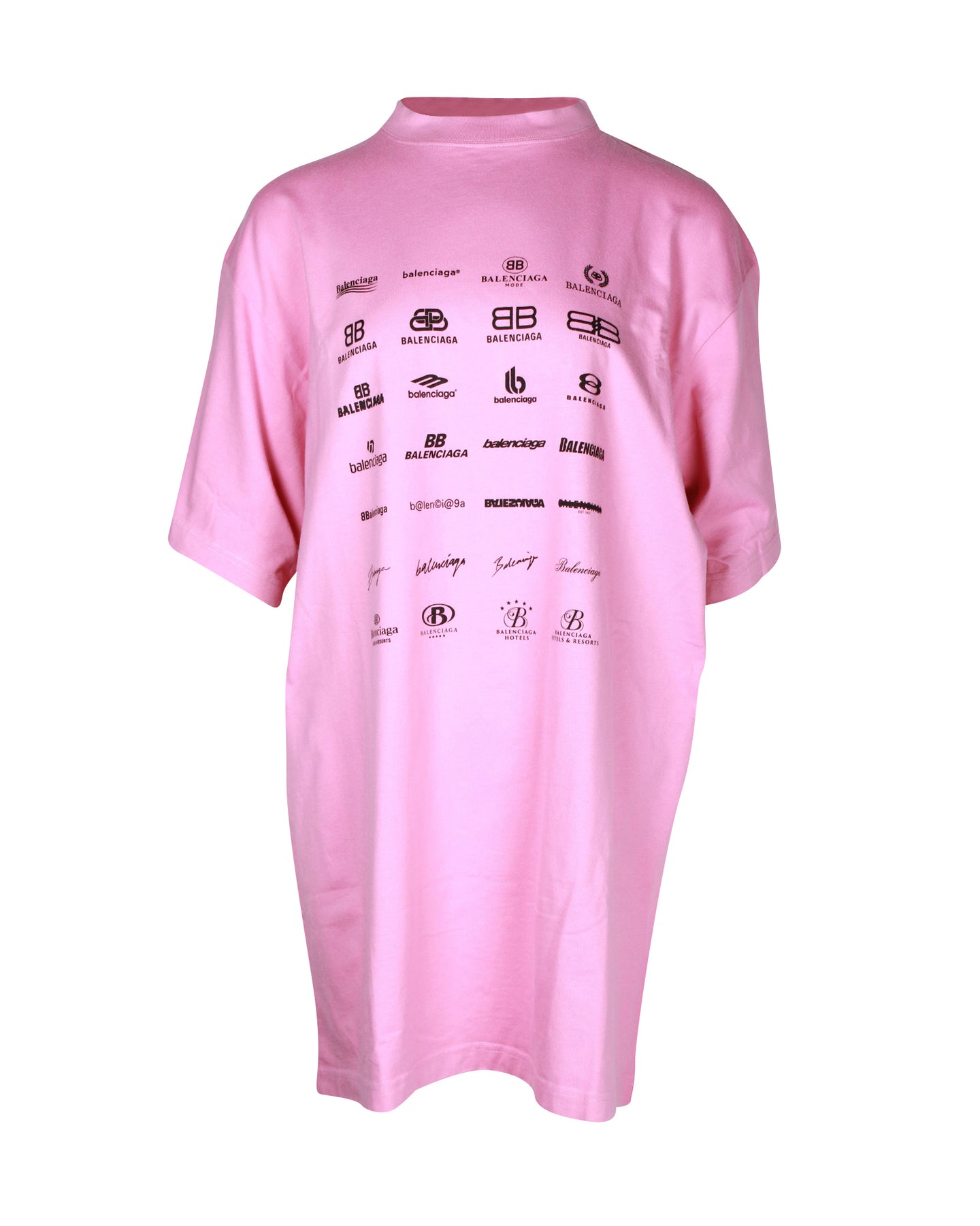 Balenciaga Übergroßes T-Shirt aus rosa Baumwolle mit Logo-Muster