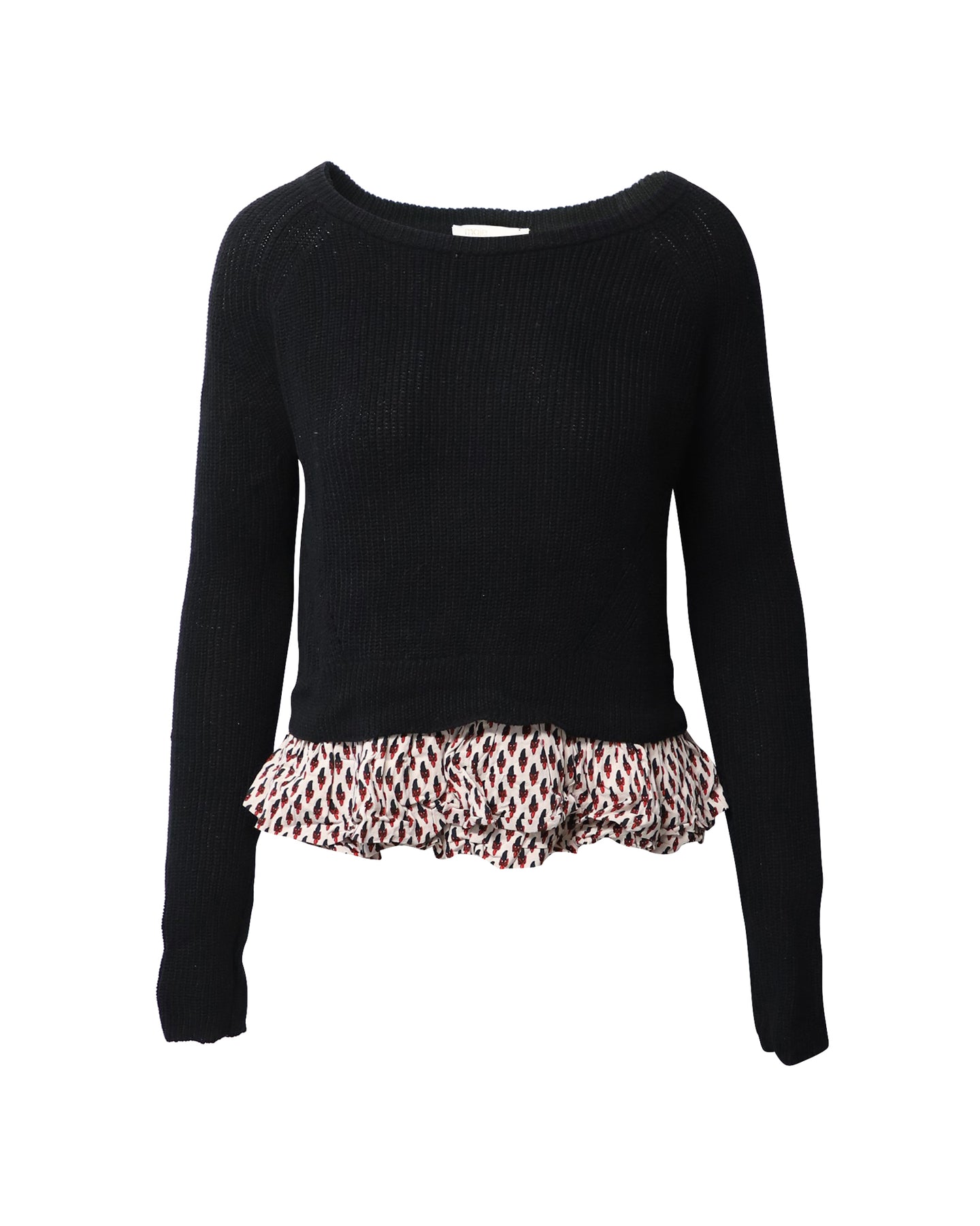 Maje Sweatshirt mit Rüschen aus schwarzer Baumwolle
