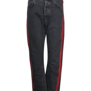 Balenciaga Denim Jeans mit rotem Streifen Detail aus schwarzer Baumwolle 7703693295676
