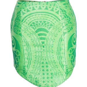Balmain Jacquard Mini Bleistiftrock aus grünem Polyamid
