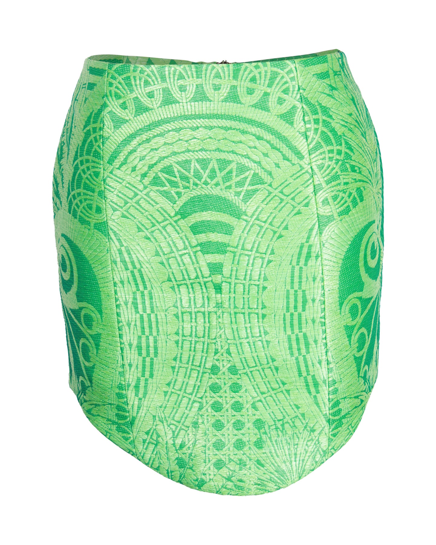 Balmain Jacquard Mini Bleistiftrock aus grünem Polyamid