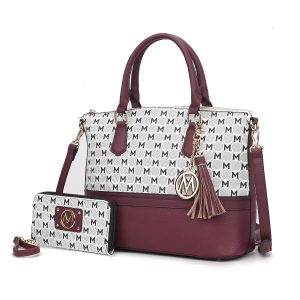Saylor Circular M Emblem Muster Damen-Tasche mit passendem Portemonnaie – 2 Stück