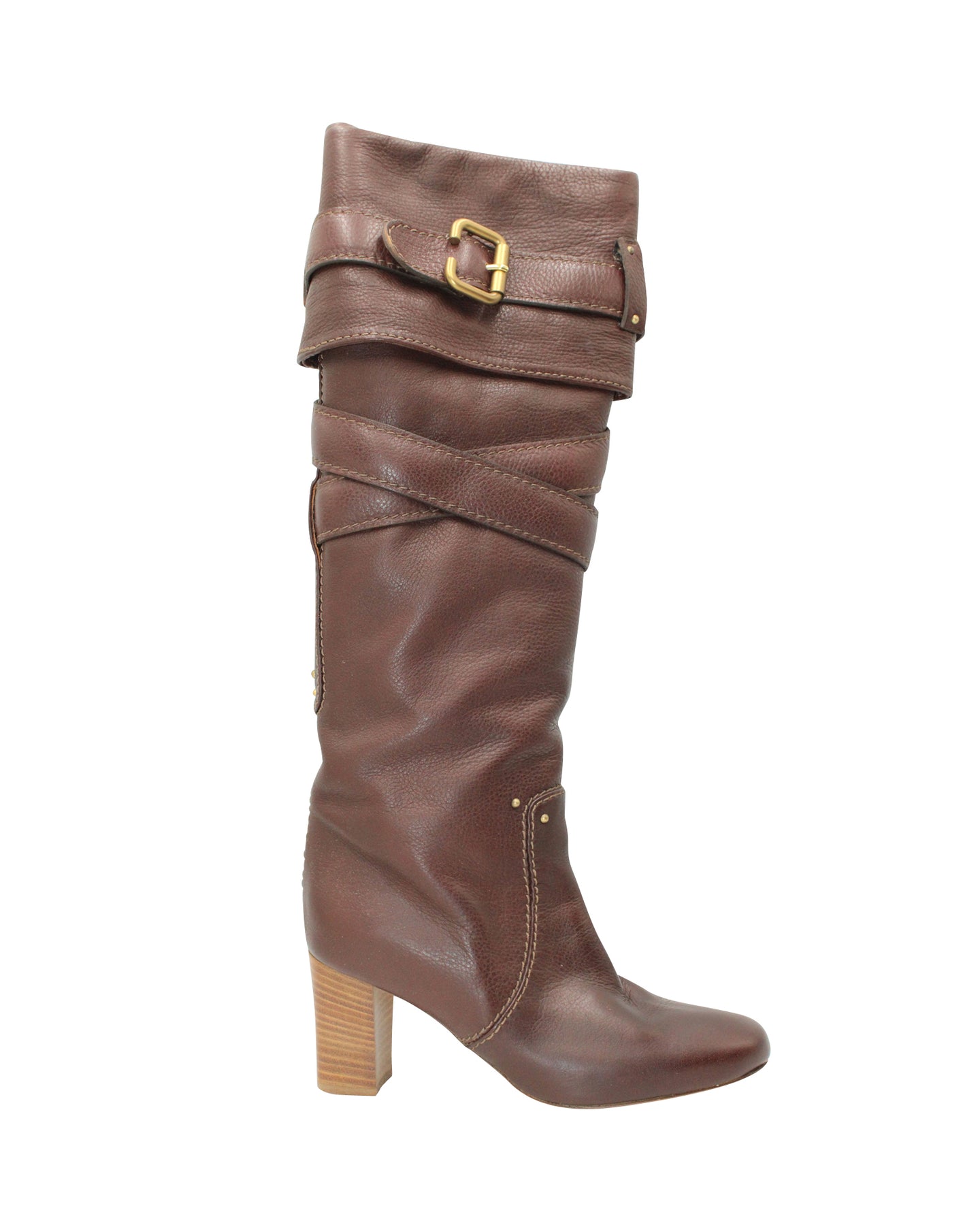 Chloe Paddington Knie Stiefel in braunem Leder