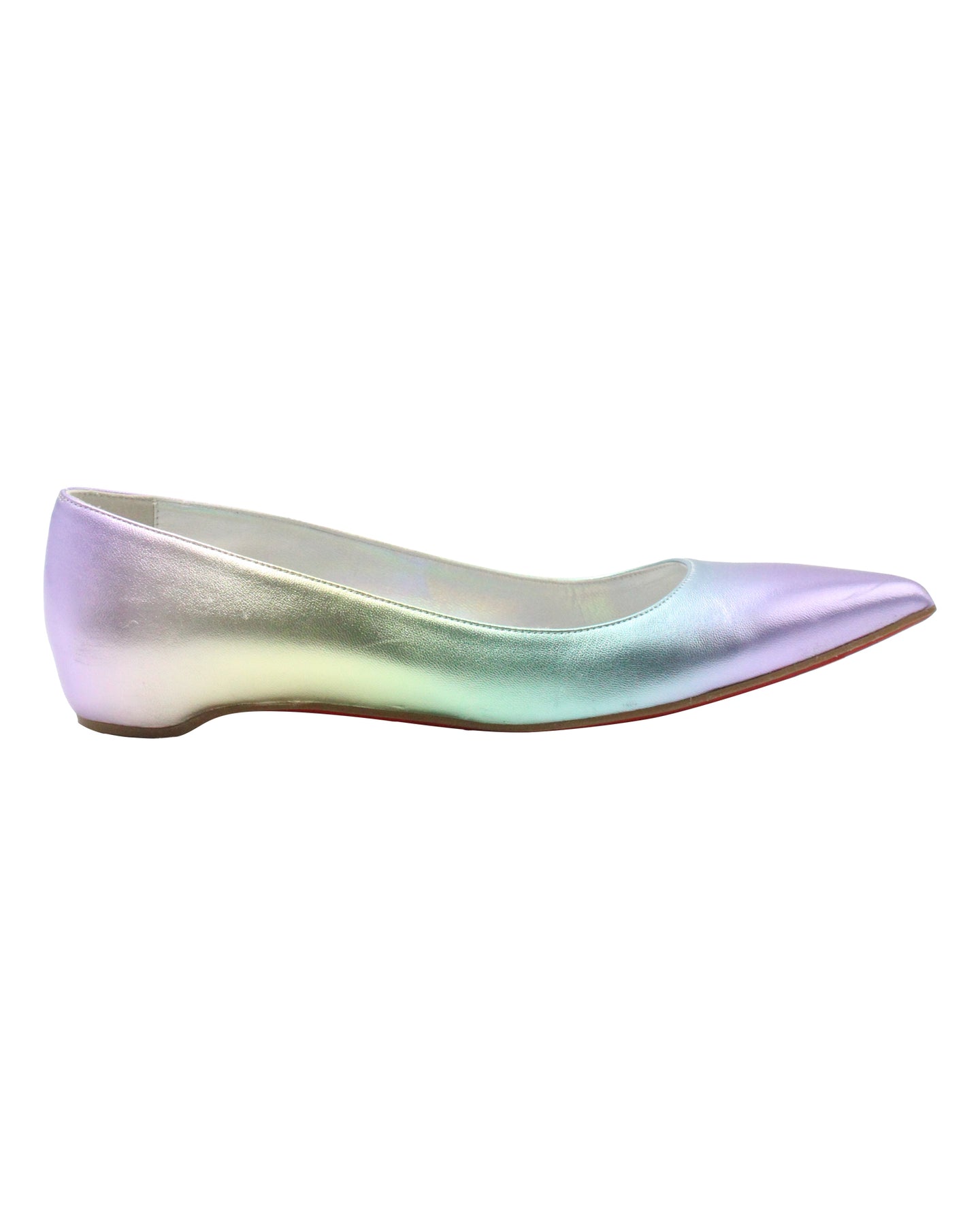 Christian Louboutin Kate Napa Ballerinas mit irisierender roter Sohle aus mehrfarbigem Leder