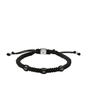 Fossil Herren Herbst Perlen schwarze Nylon Kordel Perlen Armband 7805799235644