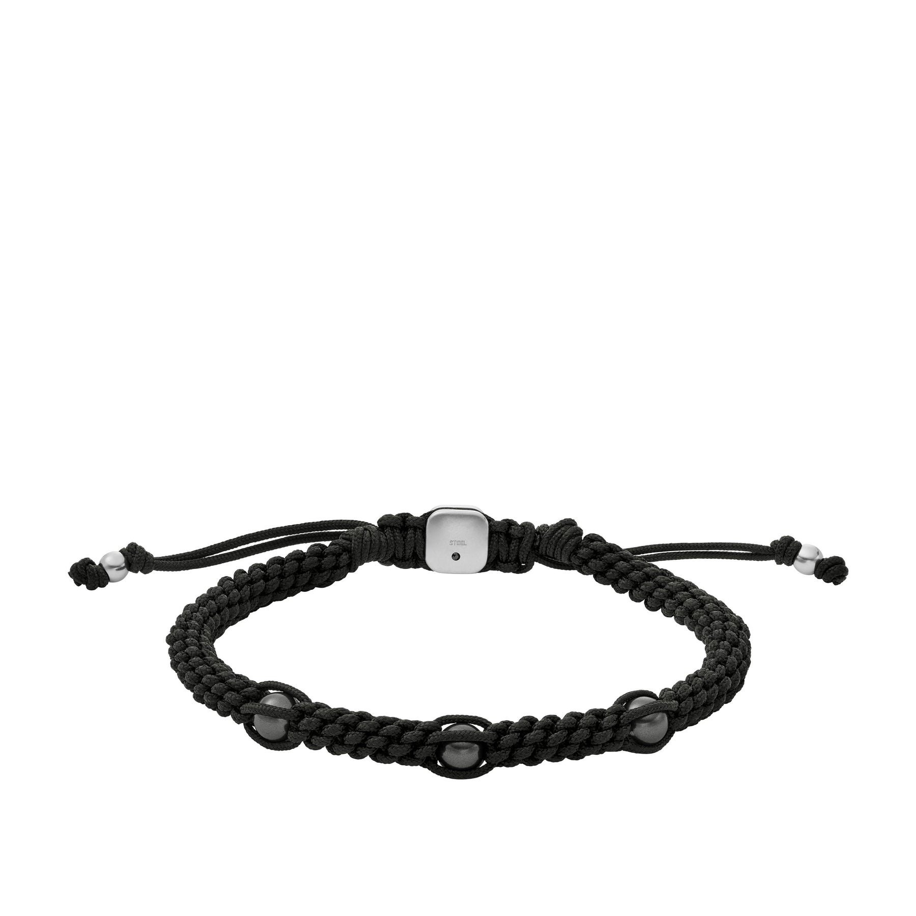 Fossil Herren Herbst Perlen Schwarz Nylon Schnur Perlen Armband