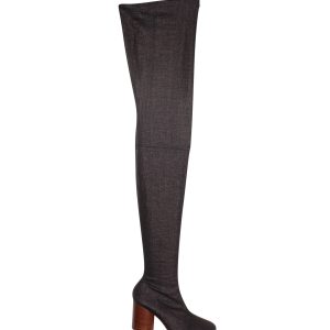 Maison Margiela Mid-thigh Stiefel in dunkelgrau Leinwand 7703701487676