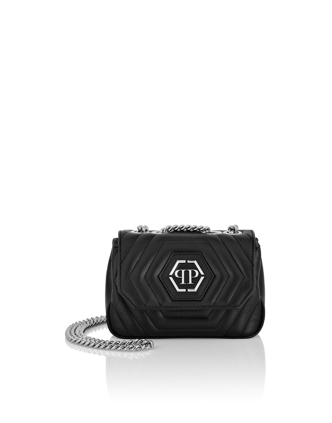 Nappa kleine Schultertasche Hexagon