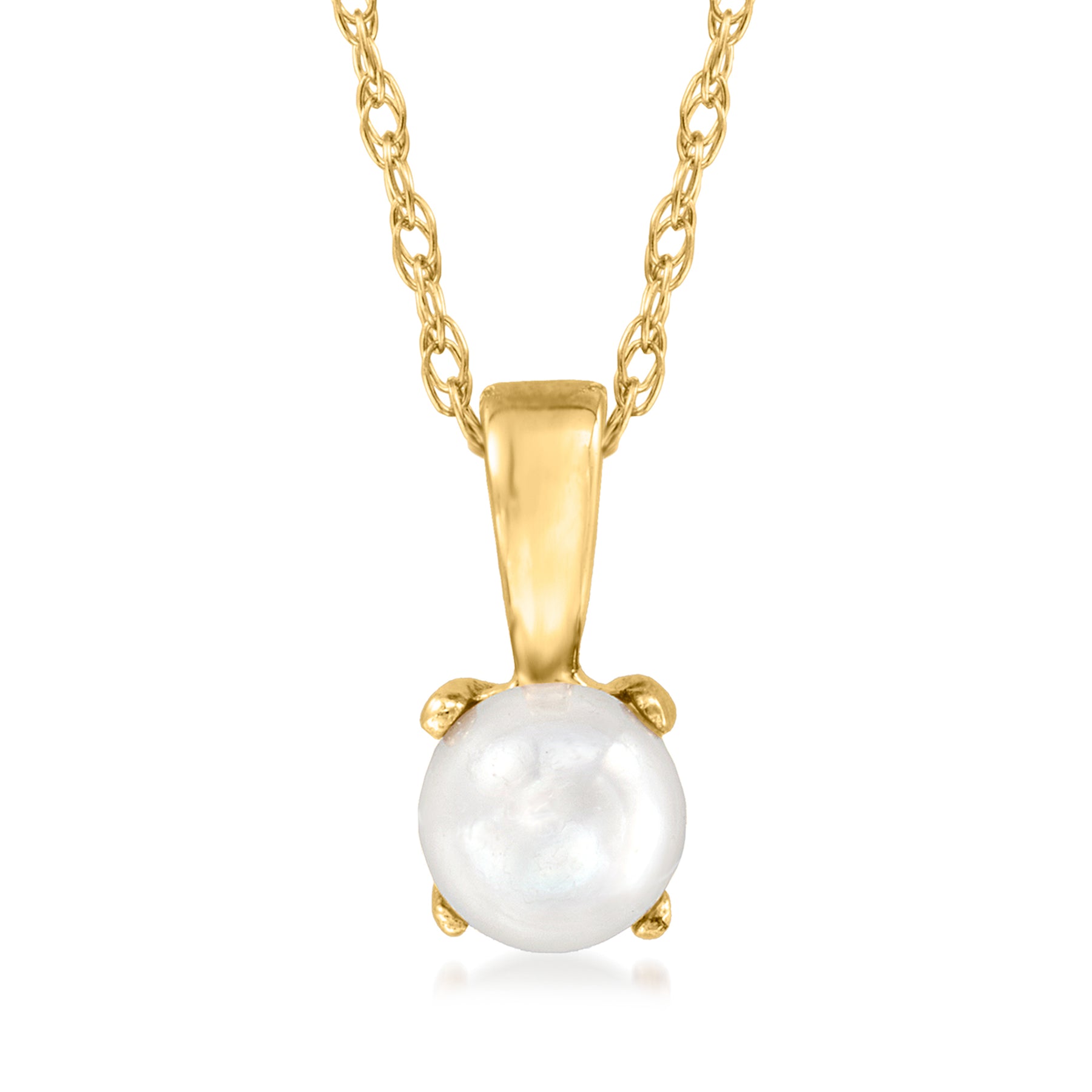 RS Pure Von Ross-Simons Halskette mit 4mm großen Zuchtperlen in 14kt Gelbgold
