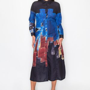 Midnight Blaue Farbe Strich Hemd 7833133285436