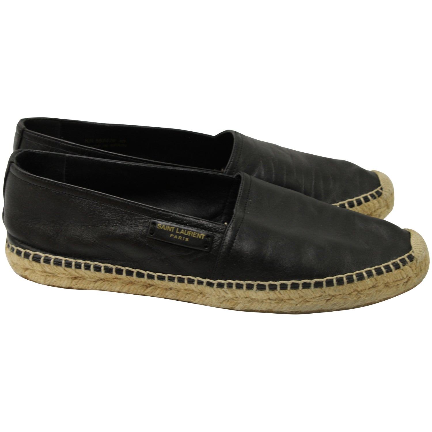 Saint Laurent Espadrilles mit runder Spitze aus schwarzem Leder