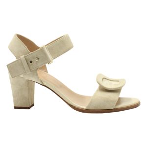 Roger Vivier Buckle Ankle Strap Sandalen in beige Veloursleder 7703709024316