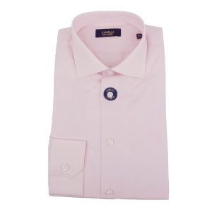 Cavalli Class Herren rosa Kleid Hemden langen Ärmel mit Emb 7805805297724