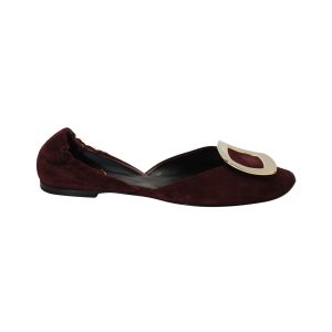 Roger Vivier Chips Scrunch d.orsay Wohnungen in Burgund Wildleder 7703708336188