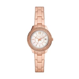 Fossil Damen stella Drei-Hand-Datum, Roségold-Ton Edelstahl Armbanduhr
